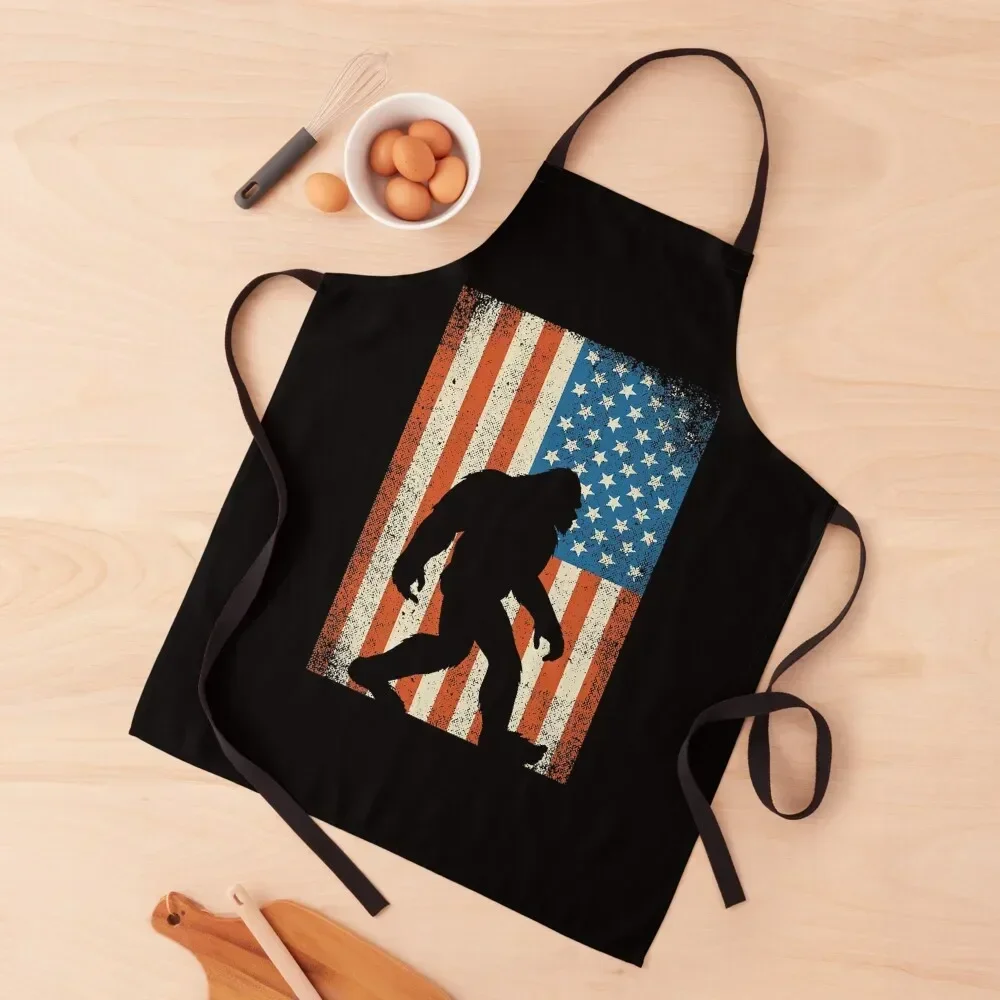 

Bigfoot Sasquatch I Believe Patriot American Flag Apron Kitchen Apras For Women kitchen and home Men kitchen Apron