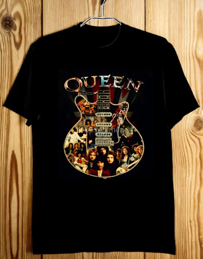 Queen Members Guitar Shirt Freddie Mercury Cotton Men S-3Xl Men T Shirt Tops Short Sleeve Cotton Fitness T-Shirts Top Tee