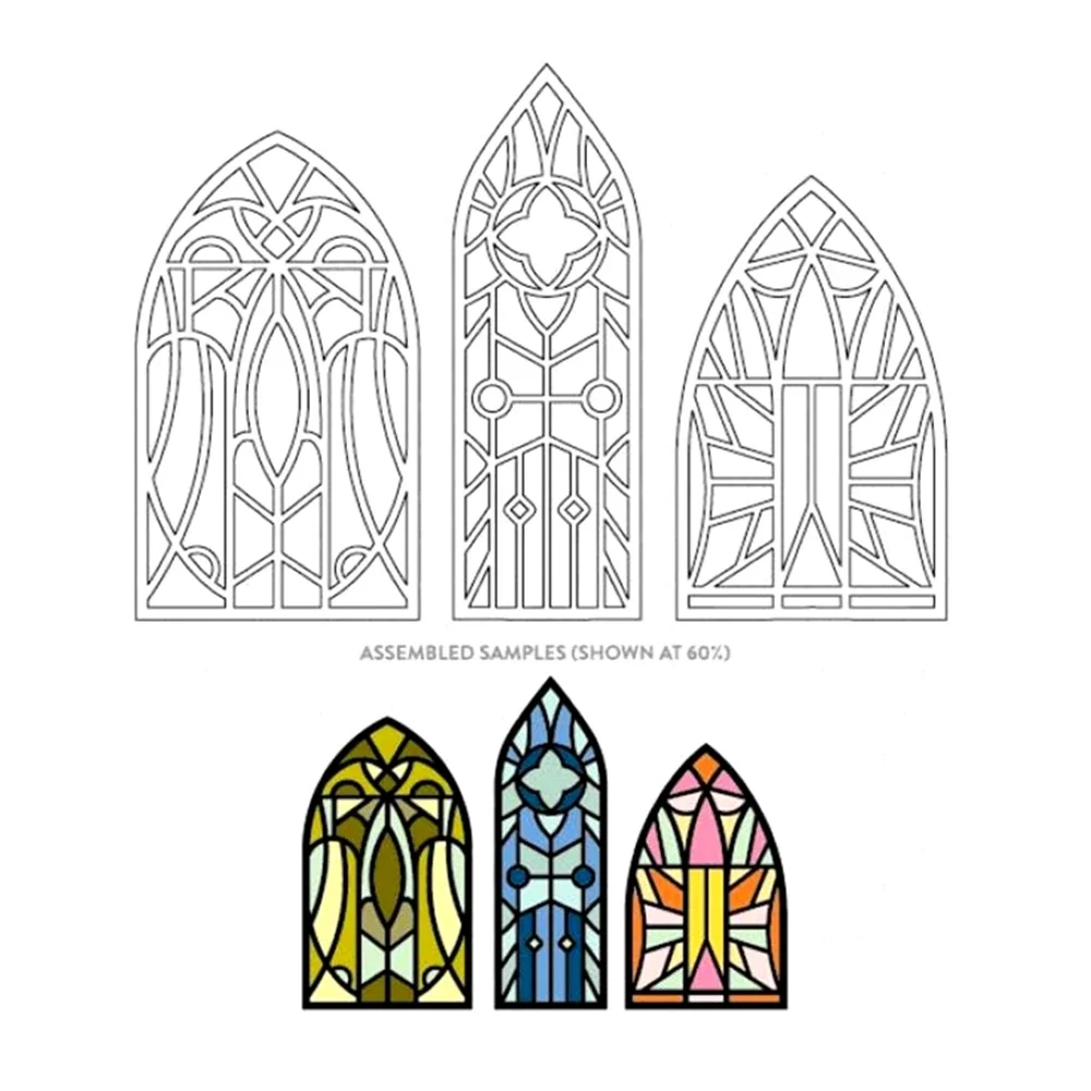 Christmas Stained Glass Windows Cutting Dies New 2024 Scrapbooking for Paper Making Frames Card Craft no Stamps