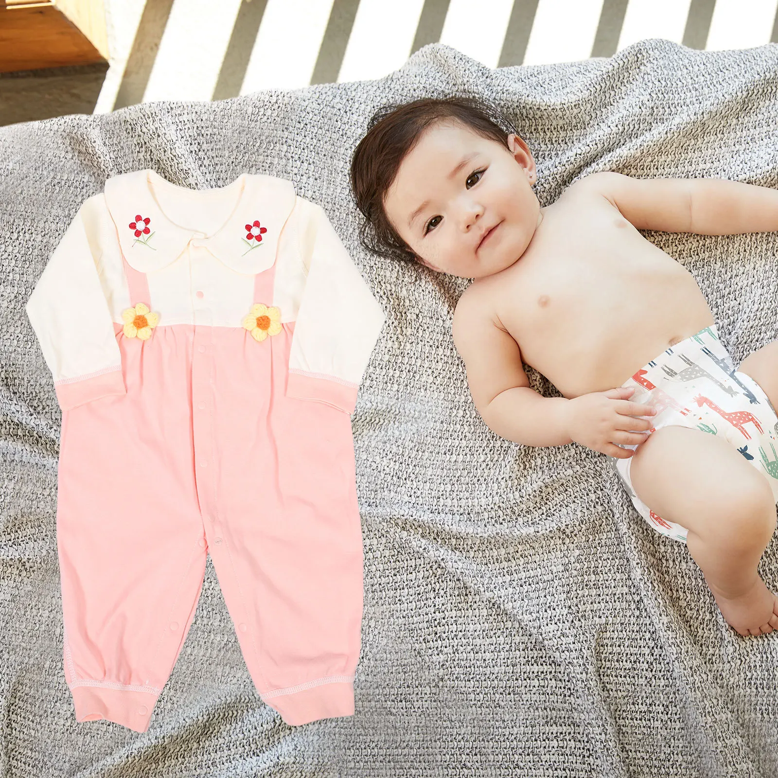 

Newborn Baby Long Sleeve Bodysuit Cotton Romper Vintage Collar for Infant Sleepwear and Outing Clothes Unisex Baby Clothes