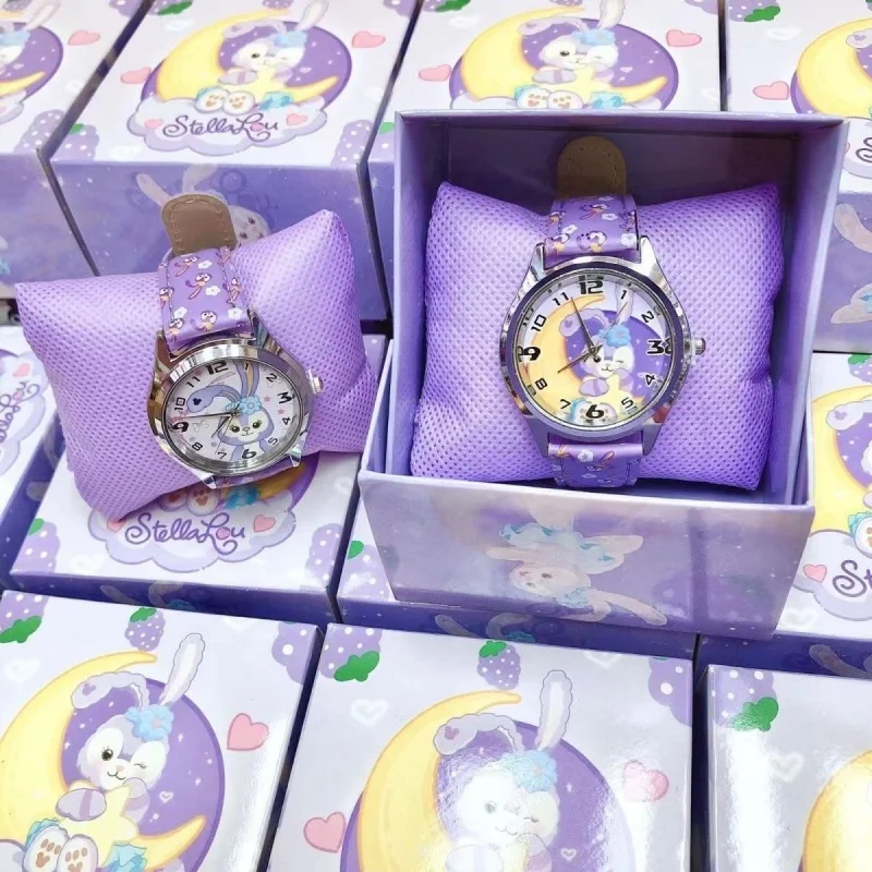 Cute Anime Sanrio PU Leather Electronic Watch Kulomi Big Ears Dog Melody Children's Watch Paired with Gift Box