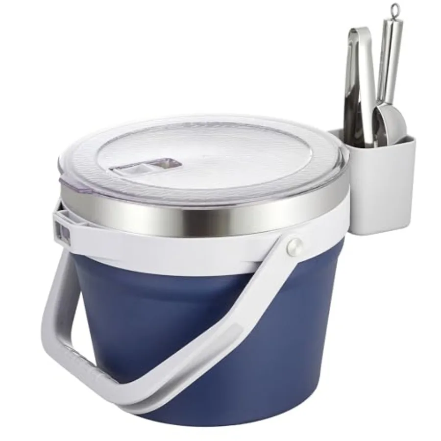 

Вакуумный термоизолированный контейнер для льда 7 л с крышкой, ложкой и щипцами, большой объем, из нержавеющей стали, для напитков, коктейлей и шампанского