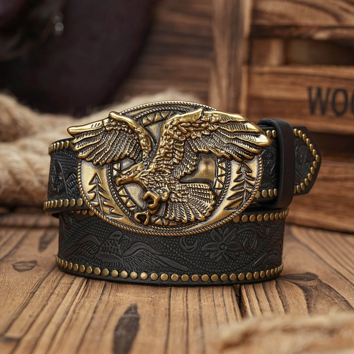 Herren - Damen - Western-Denim - PU-Leder - Gürtel - Vintage-Jeans mit Nadelschnalle Brauner Gürtel – Detail 3
