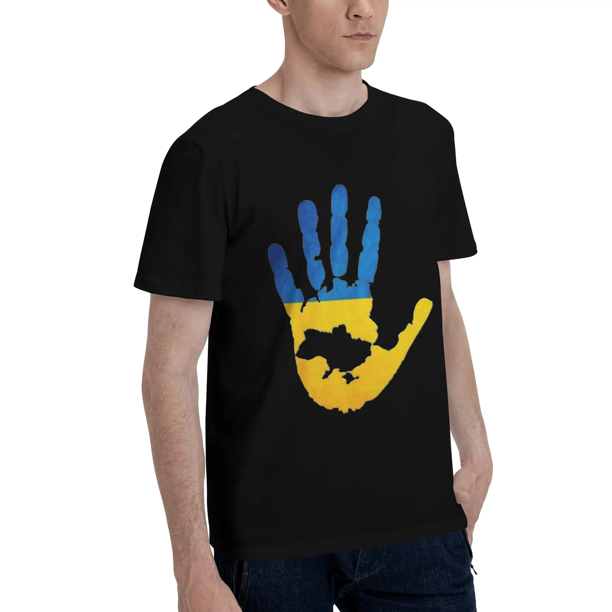 Custom Ukraine Flag Tshirts for Men Short Sleeve Casual T Shirt Fashion  T-shirt Slim Fit 100% Cotton Tees Gift