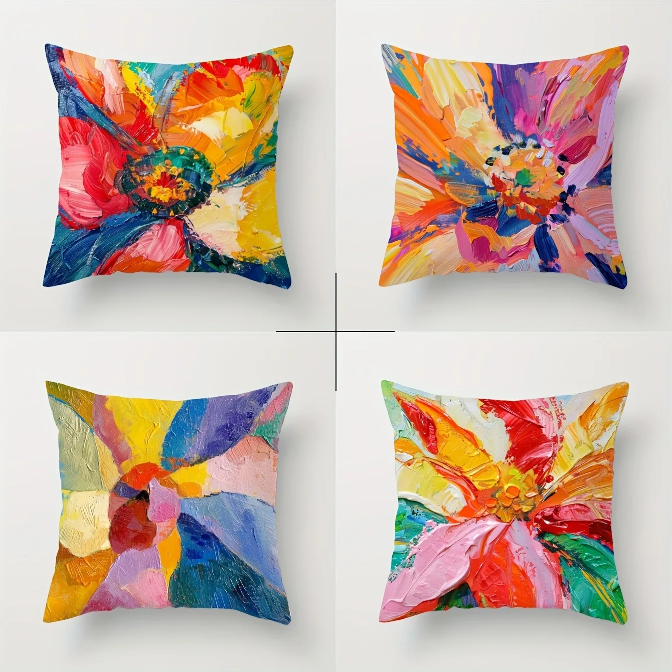 Art Abstract Color Floral Print Home Decor Pillowcase Bedroom Living Room Sofa Decoration Polyester Cushion Cover with Zipper