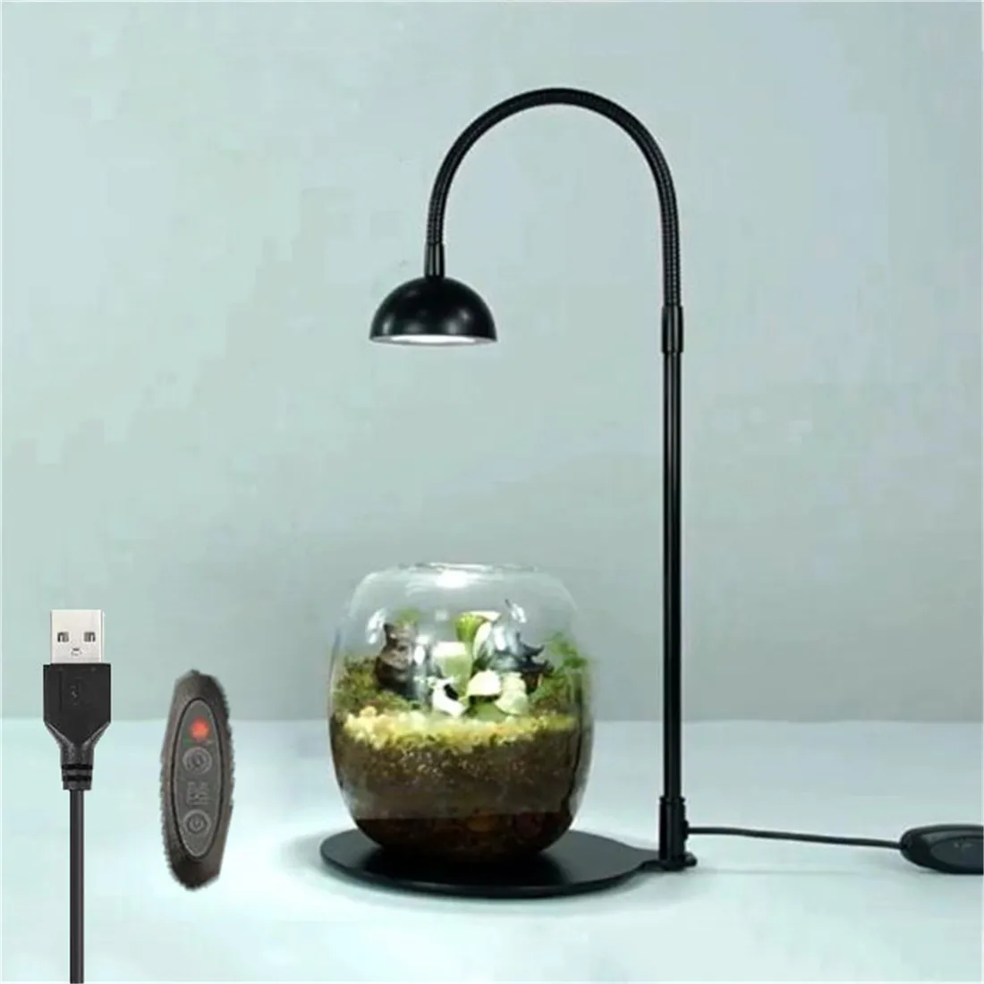 

Черный USB светодиодный светильник для выращивания растений с таймером памяти 3/6/12 часов для суккулентов, мха, миниатюрного садового пейзажа, аквариума Бетта