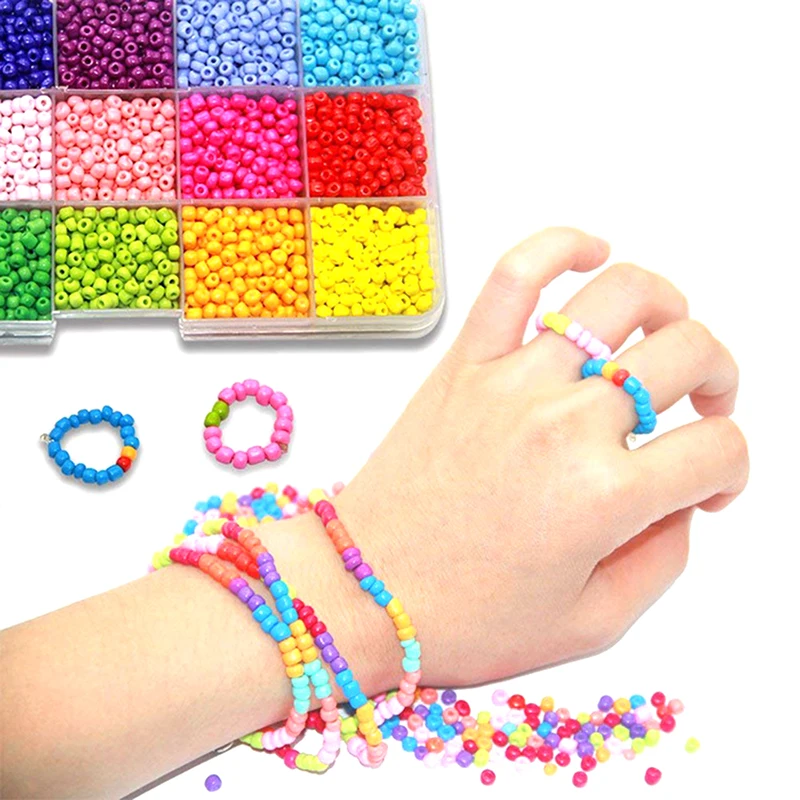 1 Box Bracelet Bead Accessories 3mm Glass Seed Beads Glass Beads Bulk Kit Jewelry Making DIY Craft Beading Mixed 9 Colors