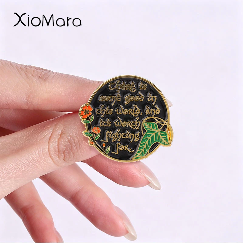 Cartoon Red Flowers Green Leaves Badge Belief And Loyalty Enamel Pins Fashion Lapel Metal Brooch Backpack Clothes Jewelry Gift