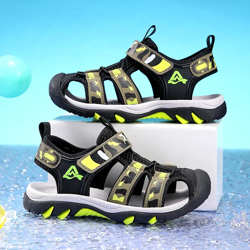 

Children's Sandals Soft Bottom Closed-toe Outdoor Boys' Beach Shoes Summer New Non-slip Student Kid's Casual Sports Sandals