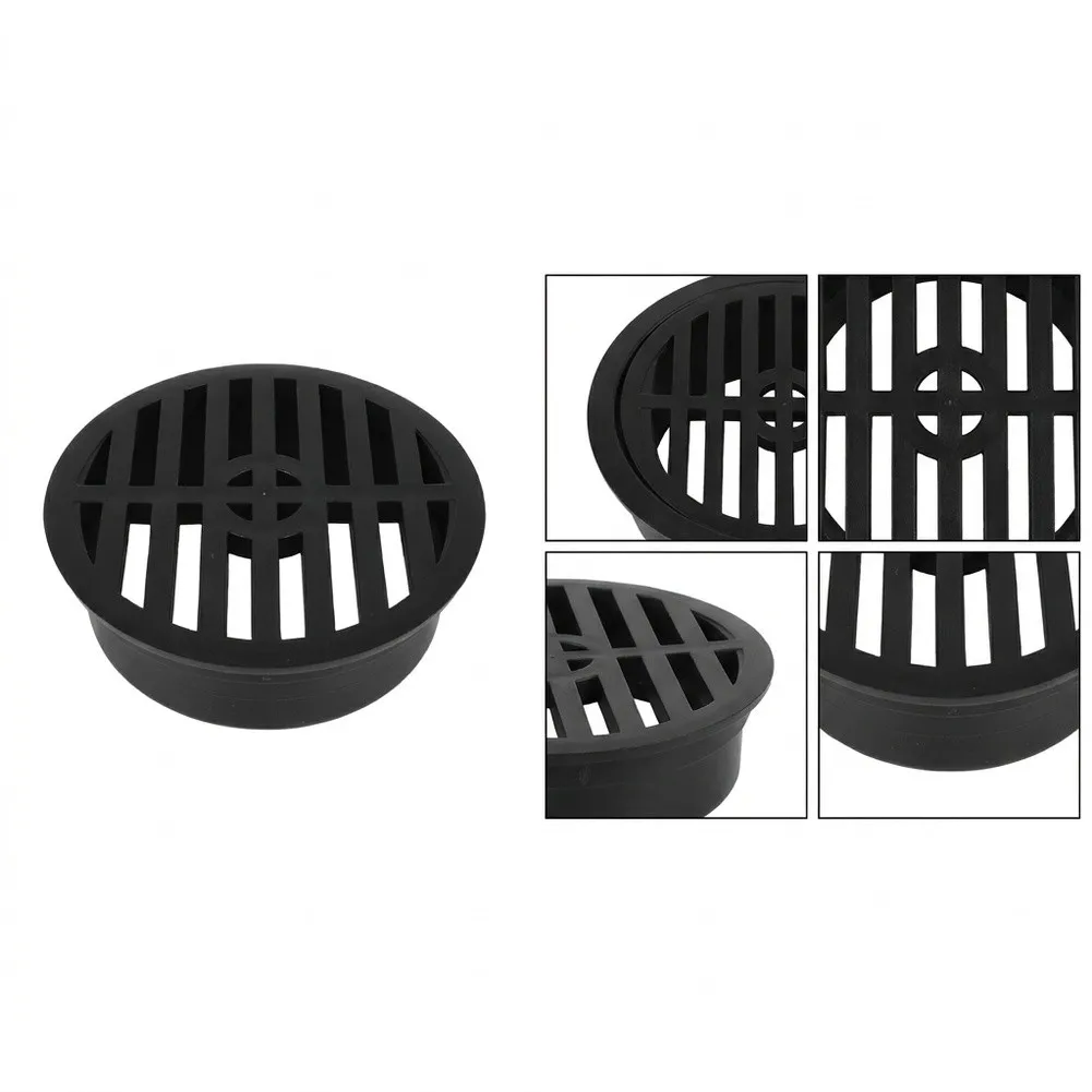 Round Plastic Drain Cover with Slotted Design and Cylindrical Base for Floor-Level Sewer Drain Protection in Landscaping