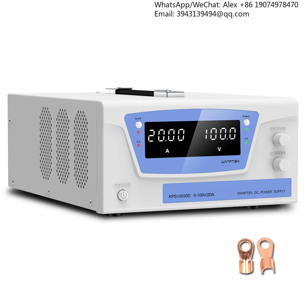 

Регулируемый лабораторный источник питания постоянного тока WANPTEK 100В 20А, для ремонта, тестирования, учебных целей, измерений, гальваники, KPS10020D
