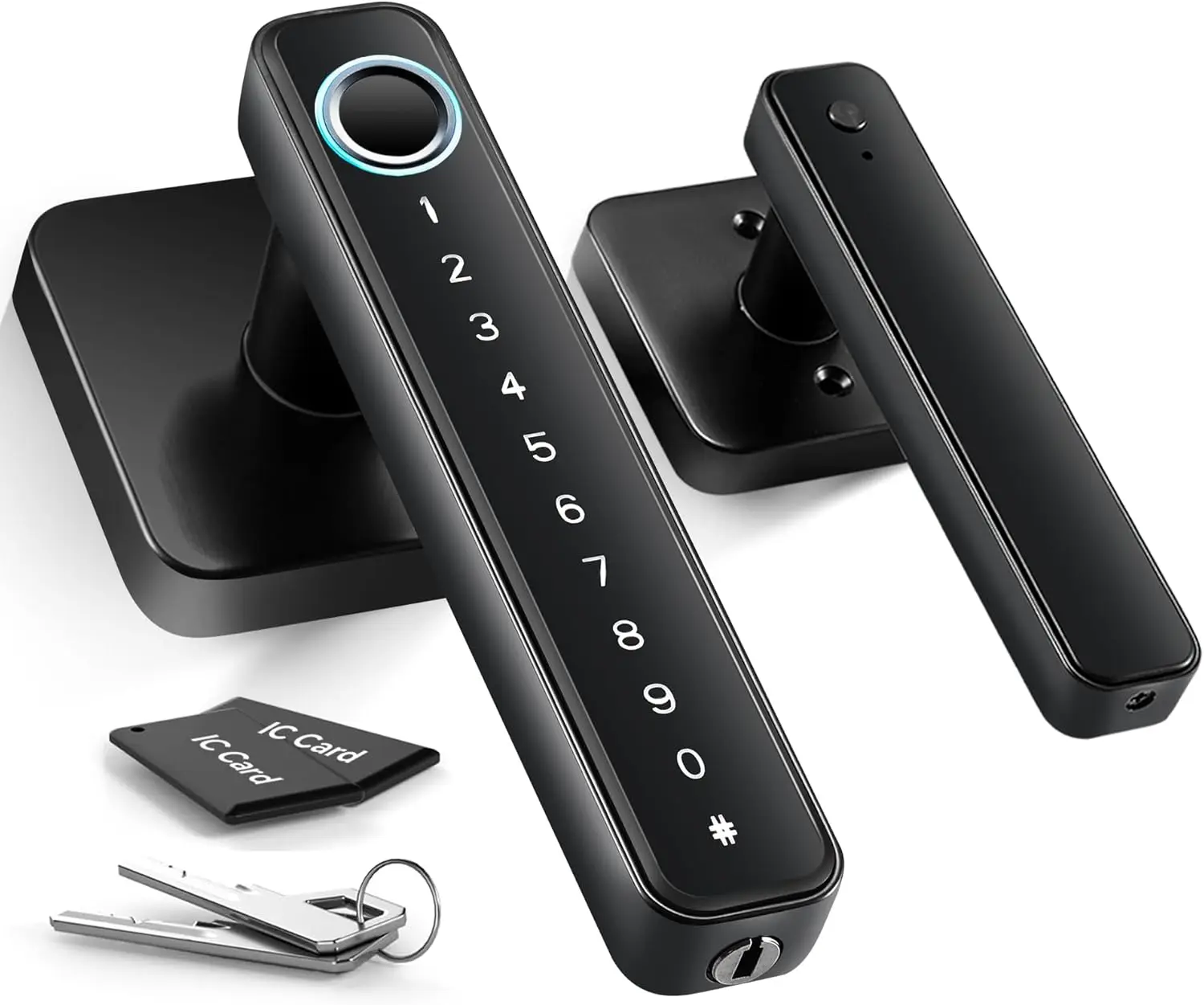 4-in-1 Smart Fingerprint Door Knob Lock with Keypad & Code, No App Needed for Bedrooms & Offices