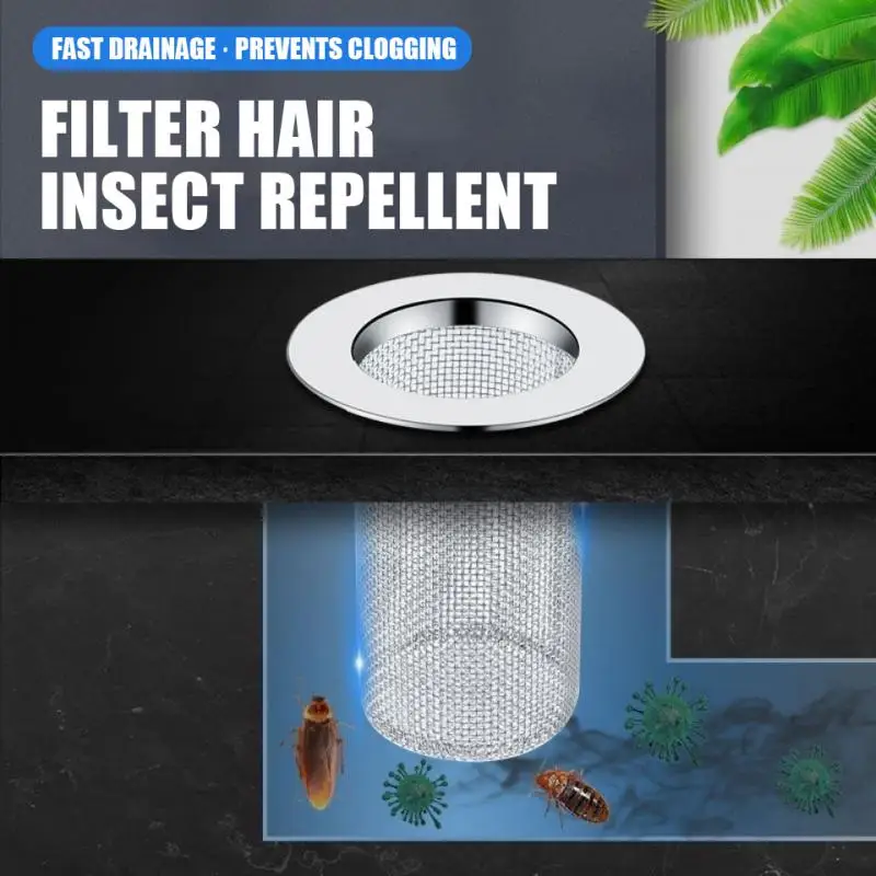 Multifunctional Stainless Steel Floor Drain Filter Mesh Basket Filter Hair Trap Bathroom Kitchen Sink Anti-clog Slag Strainer