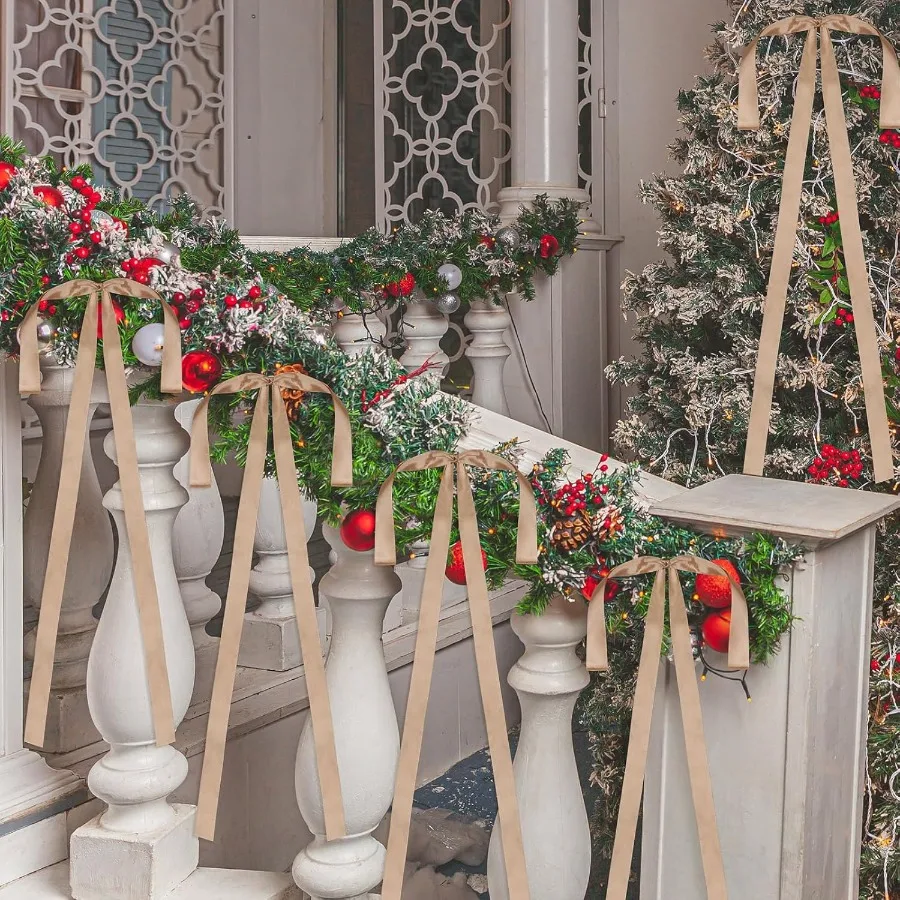 12 lazos navideños de satén de 24.0 x 12.0 in, lazo grande para corona de árbol de Navidad, boda en casa y decoraciones interiores y exteriores