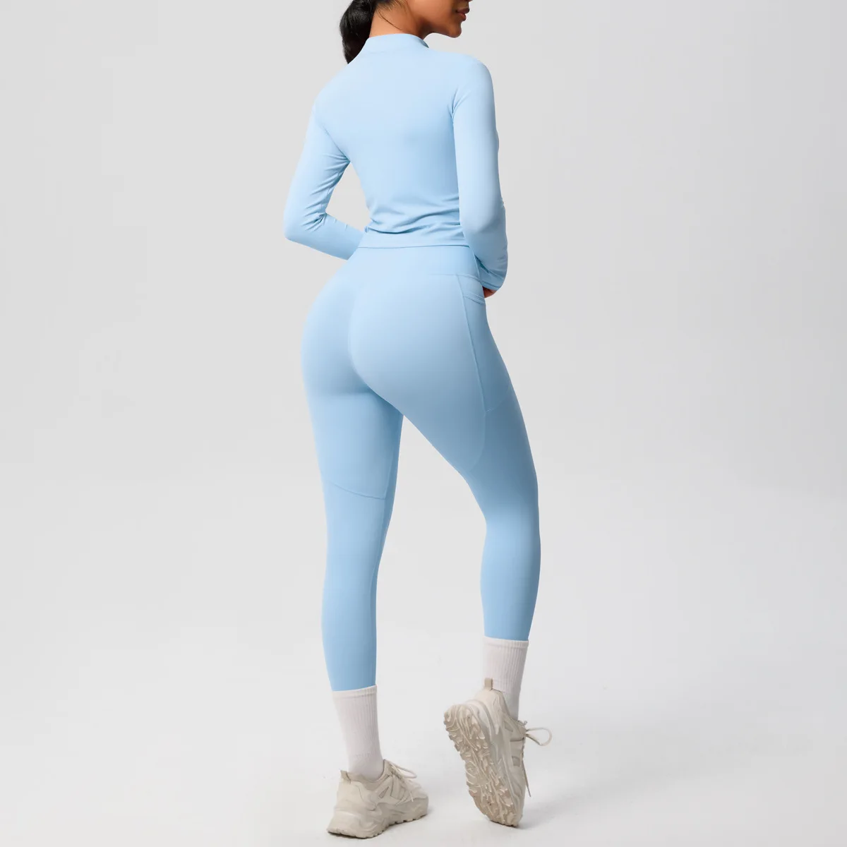 Cerniera Donna Outdoor Running Fitness Wear T-shirt Top a maniche lunghe Giacca da yoga Camicia a maniche lunghe Palestra Push Up Cappotto da allenamento XP260