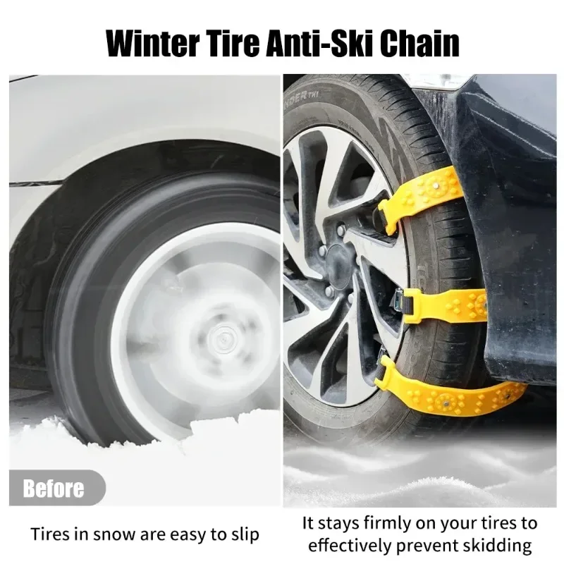 5pcs Car Snow Tire Chains Belt Thickened Widened Cow Tendon Steel Nail Universal Tire Anti-skid Traction Chain Adjustable