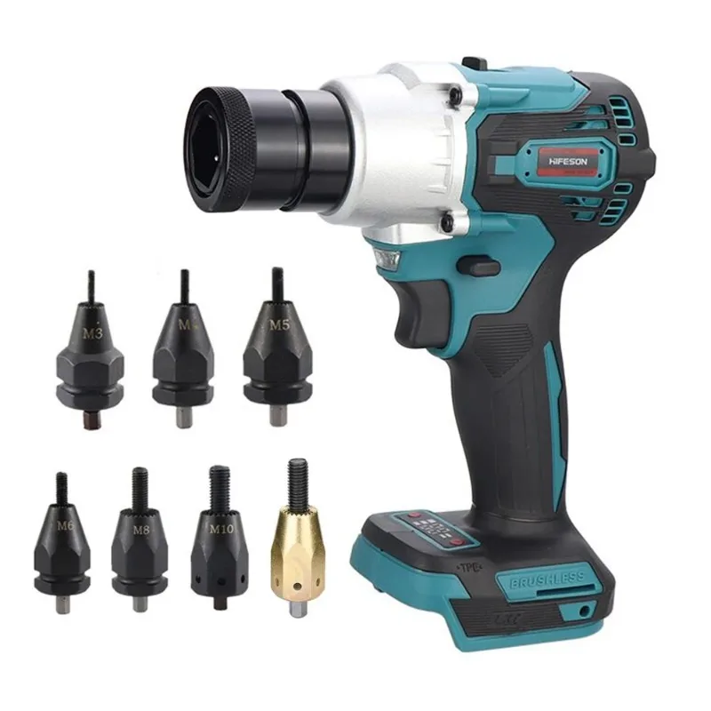 Brushless Riveting Gun Powerful Electric Rivet Nut Machine Kit with Riveter Heads Automatic Electric Riveter Set Riveting Tool