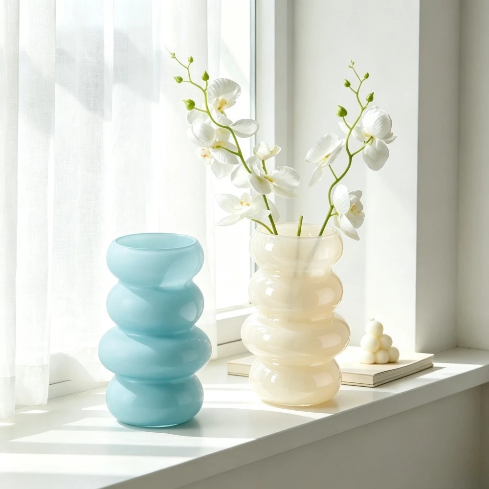 Stacked Bubble Glass Vase Multi Color Transparent Flower Container Modern Style Desktop Living Room Home Decor Ornament