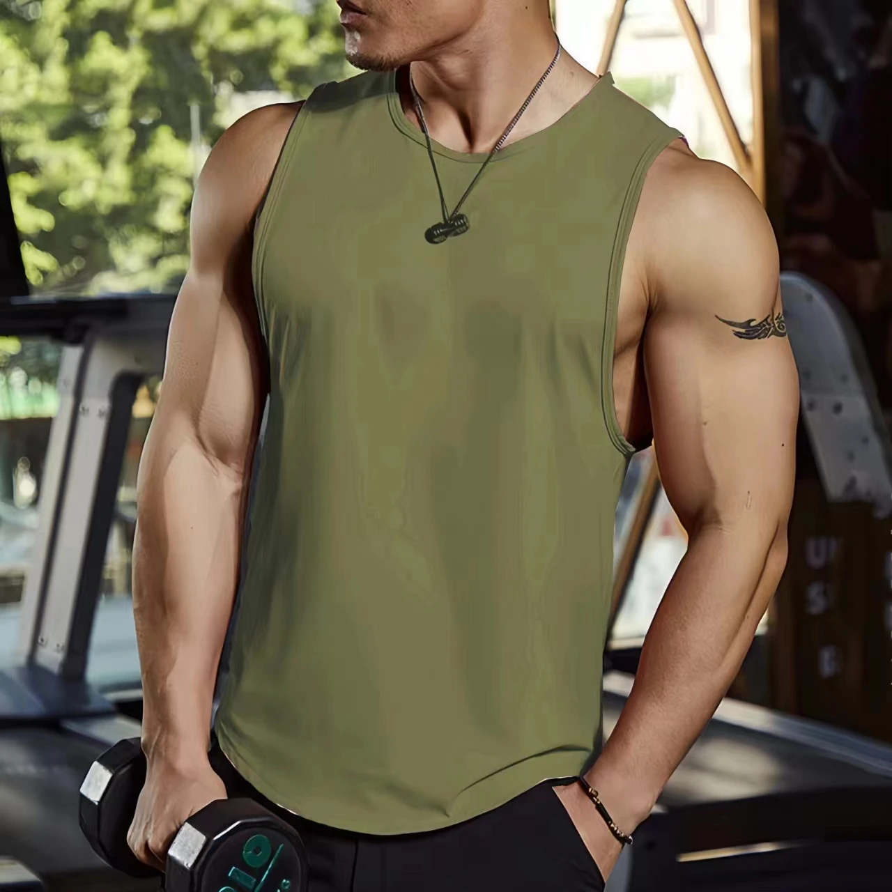 Men's T-shirt for summer fitness trend brand quick drying vest running training breathable and sweat wicking sleeveless top