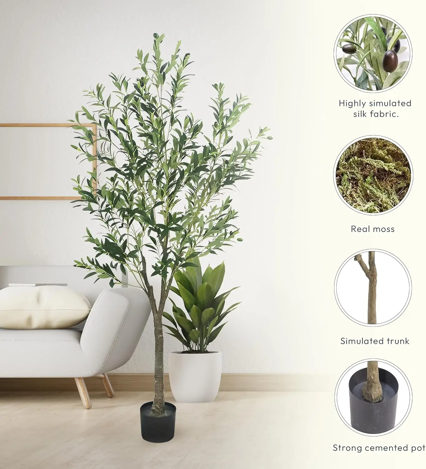 Imagem -03 - Artificial Indoor Faux Olive Tree Faux Plant Árvores Falsificadas 6ft