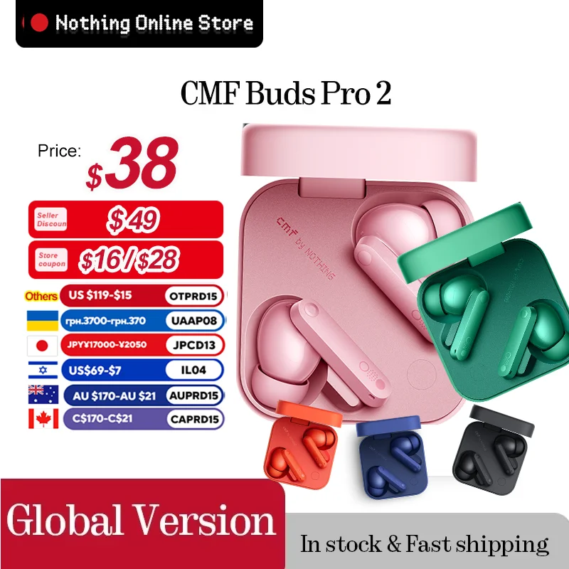 CMF Buds Pro 2 with 50 dB Hybrid Active Noise Cancellation 6 HD MICS