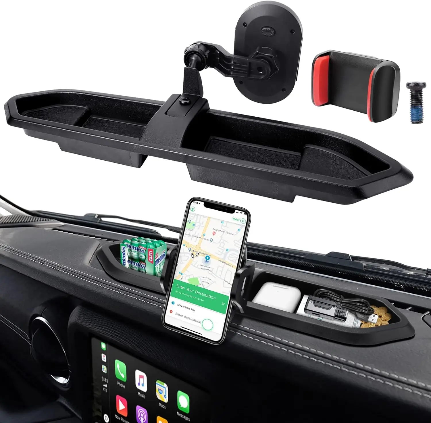 

Phone Mount for Jeep Wrangler JL JLU & Gladiator JT, Multi-Mount Phone Holder Dash Tray System Kit with Extension Arm Metal Rod