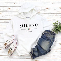 Men's Designer Hoodie Luxury Hooded Sweatshirt Autumn Winter Warm MILANO Letters Print Clothing for Male Casual Streetwear