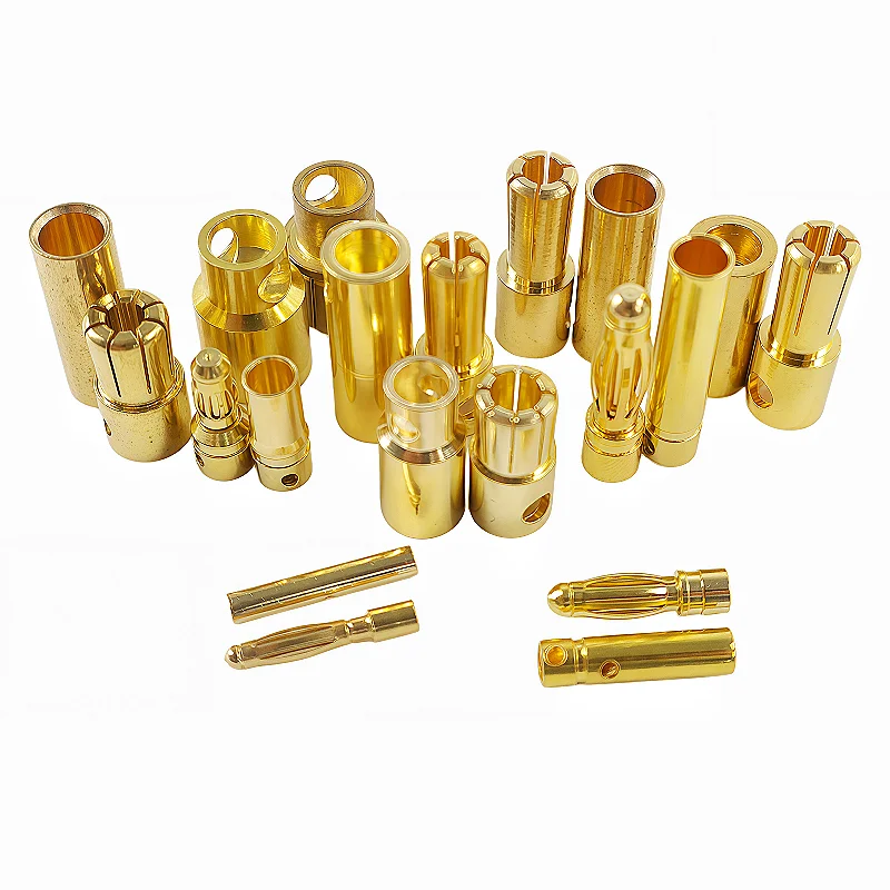 20pcs/lot 2.0mm 3.0mm 3.5mm 4.0mm 5.5mm 6.0mm 8.0MM Gold Bullet Banana Connector Plug for ESC Lipo RC Battery Plugs (10 Pair)