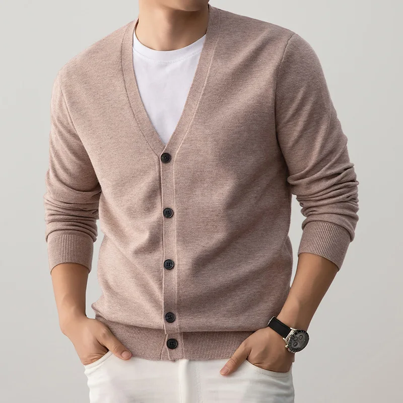 Man Knitting Cardigan 2026 New Spring Men's Cardigan Sweater Loose V Neck Knitwear Casual Versatile Thin Knitted Coat Outerwear