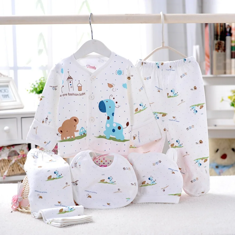 5pcs/set Children's Clothing Baby Cartoon Pattern Pure Cotton 0-3M Baby Clothes Spring Autumn