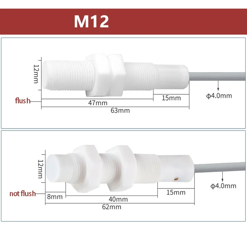 

M12 corrosion-resistant PTFE capacitive proximity switch non-metal detection switch material line sensor