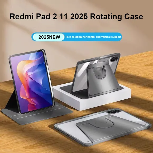 

Rotation Acrylic Case For Xiaomi Redmi Pad2 11 inch 2025 SE 11 8.7 MiPad 7 7Pro 11.2 5 6 Pro 11 Protective Cover With Pen Slot