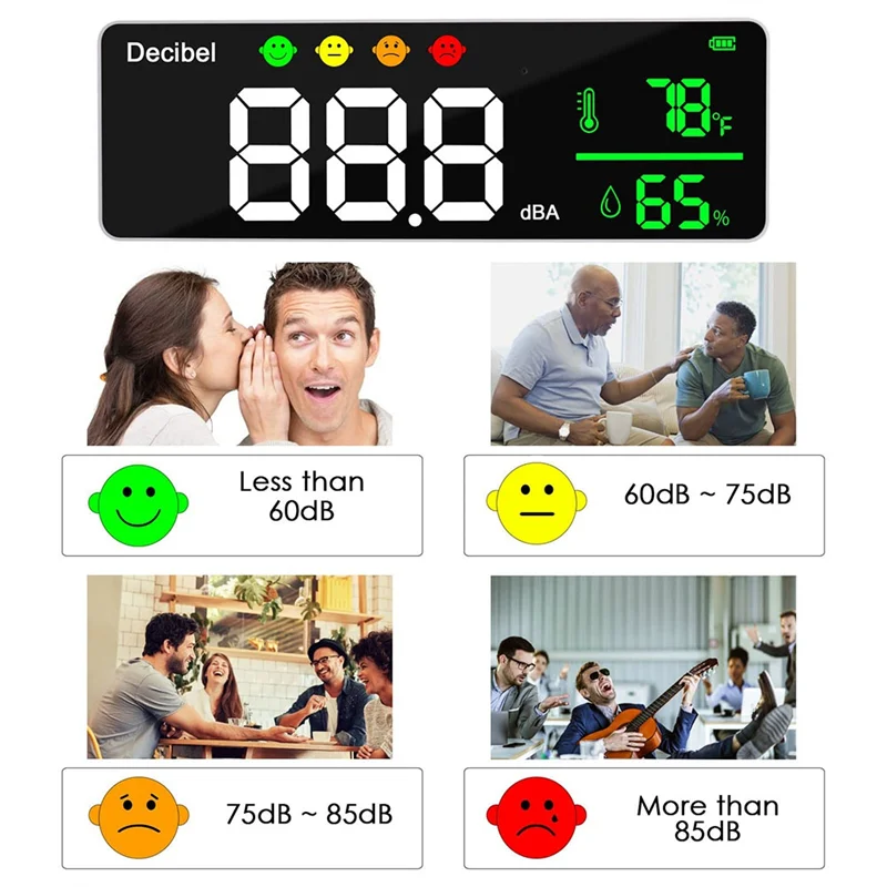3-в-1 измеритель децибел, считыватель уровня звука + влажность и температура, горячие продажи, устанавливаемые инструменты