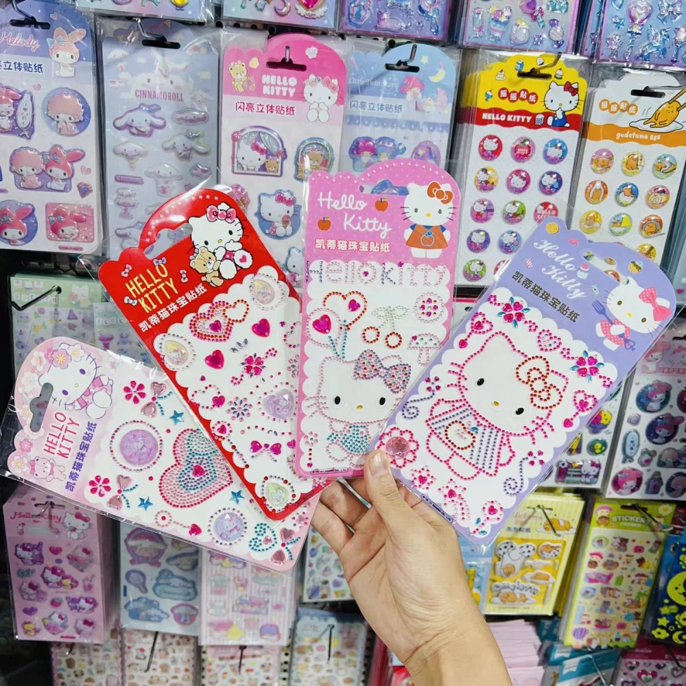 حقيقي سانريو مرحبا كيتي الراين ملصق الكرتون Kt القط Diy بها بنفسك ملصقات الحرفية الهاتف المحمول المحمول الشارات الزخرفية فتاة هدية #1