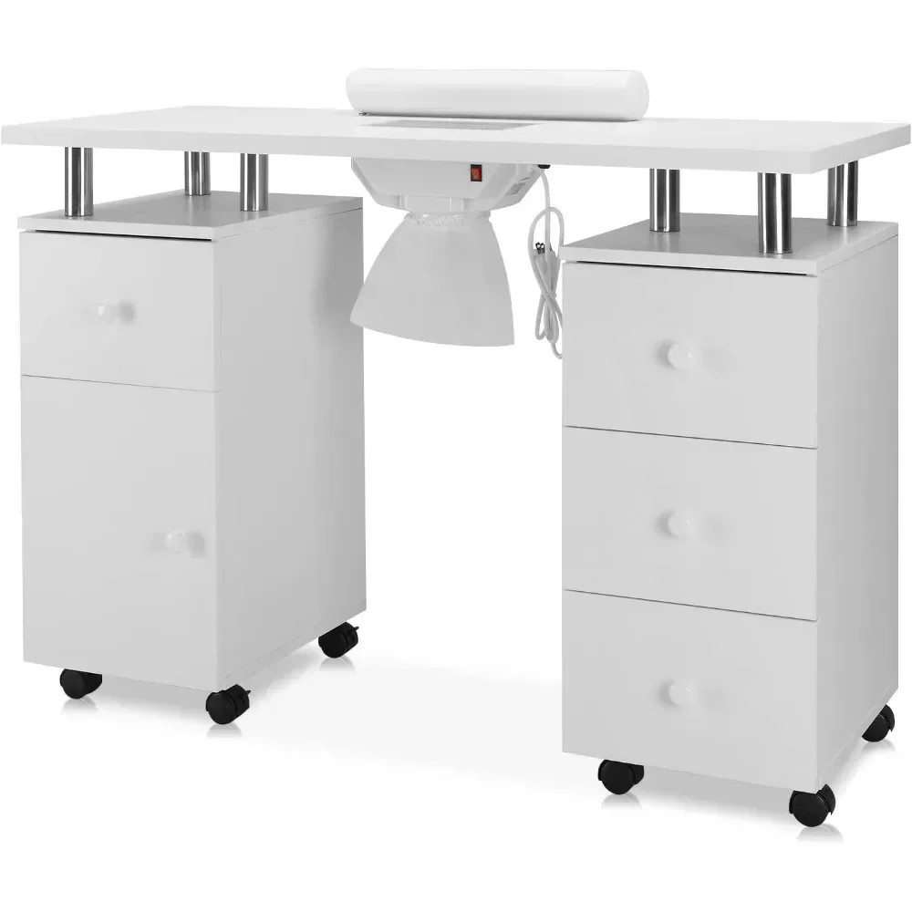 

Manicure Table Nail Desk for Nail Tech,Nail Table Station Electric Dust Collector, Nail Makeup Storage for Beauty Salon Acetone