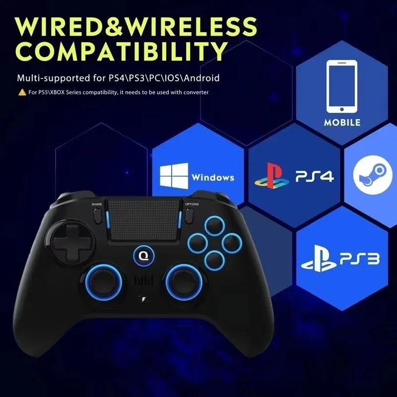 Qrd Spark N5 Controller wireless Forps5 Ps4 Ps3 Ios Android Pc Effetto Hall 9 colori Luci a LED Effetto vibrazione Ps4 Gamespad