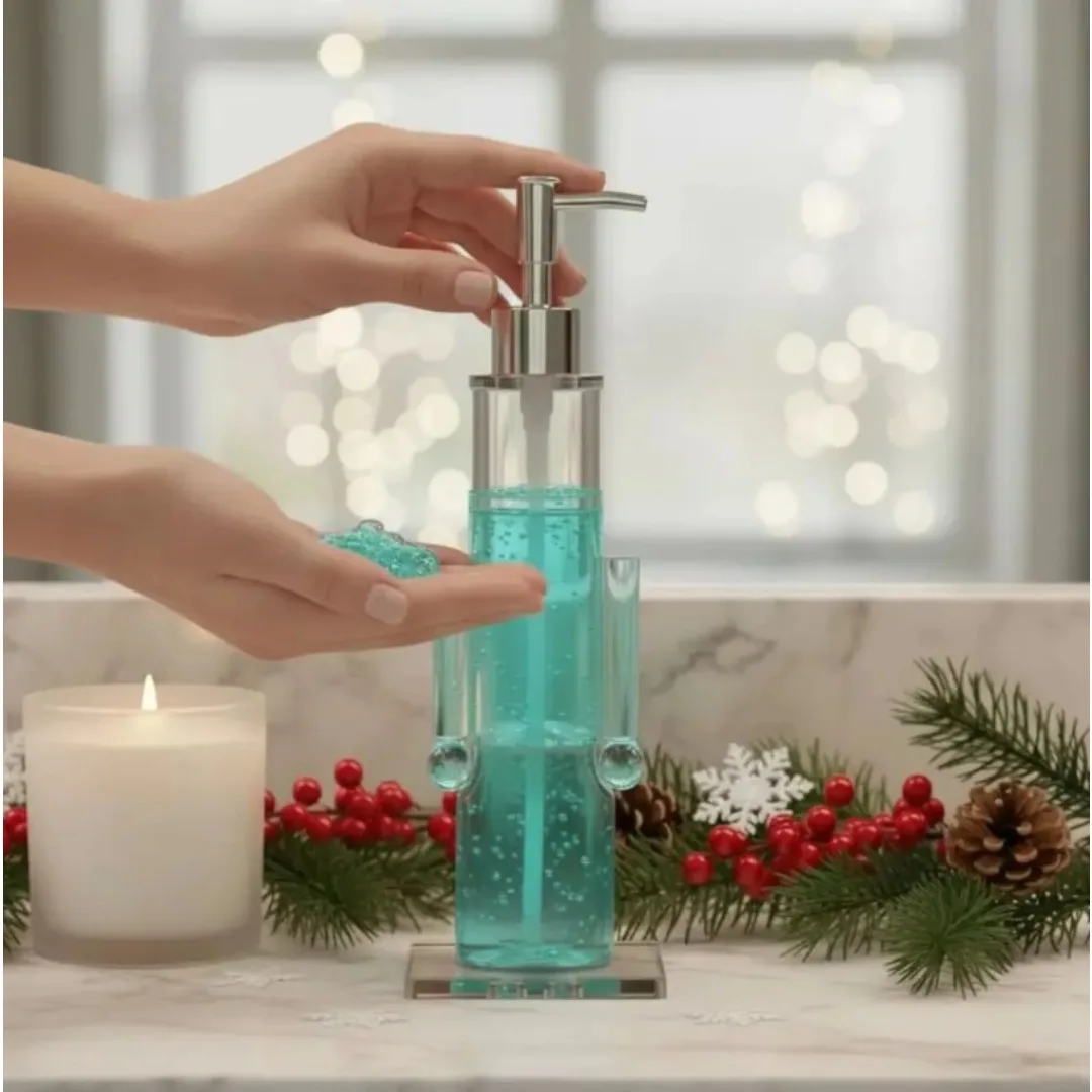 

Nutcracker Hand Soap Dispenser Refillable Toner Pump Christmas Clear Shower Gel Bottle for Bathroom Kitchen Home Apartment Hotel