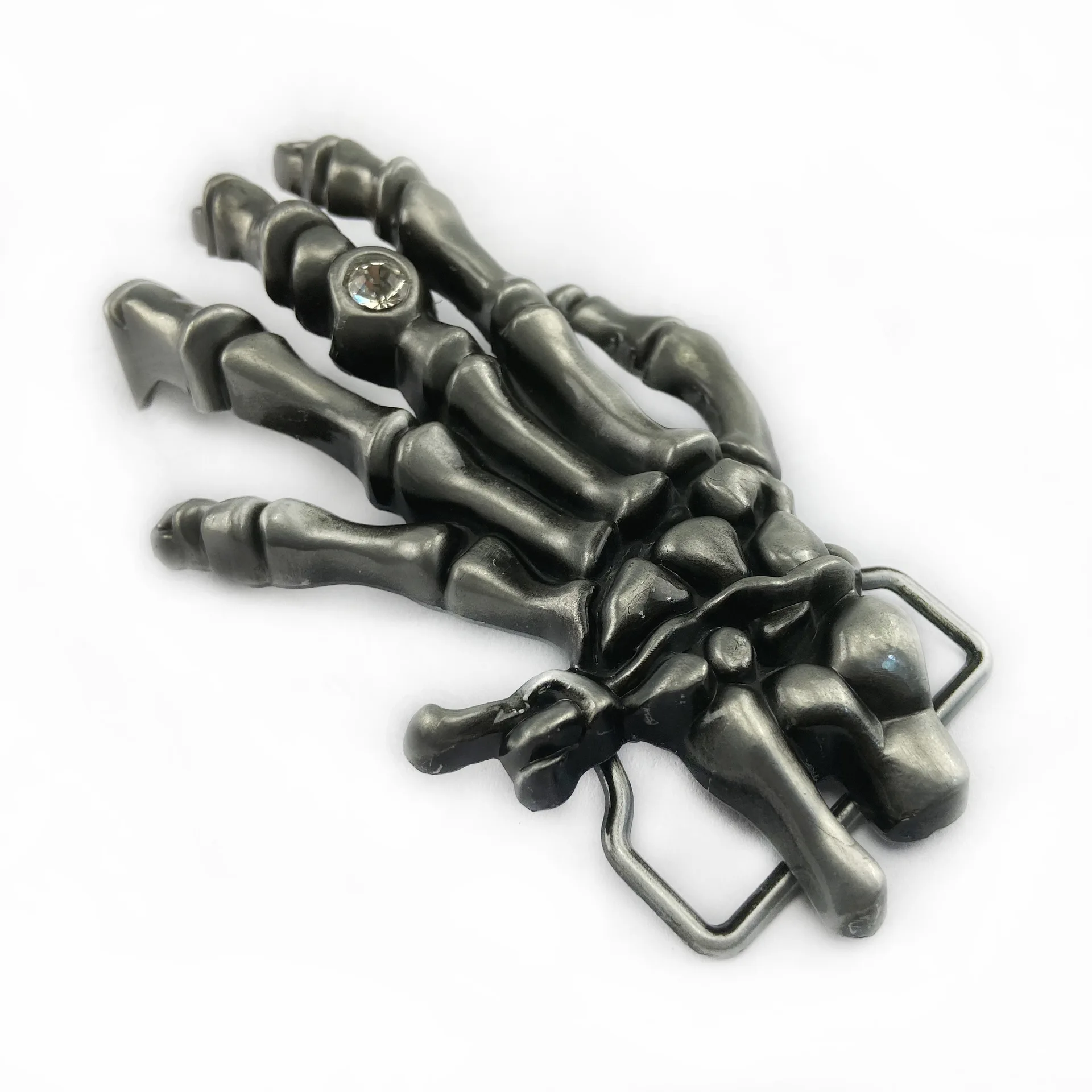 

Skeleton Hand Belt Buckle with a Punk Rock Rhinestone Replacement Vintage Gothic Viking Skull for Festivals and Occasions Gifts