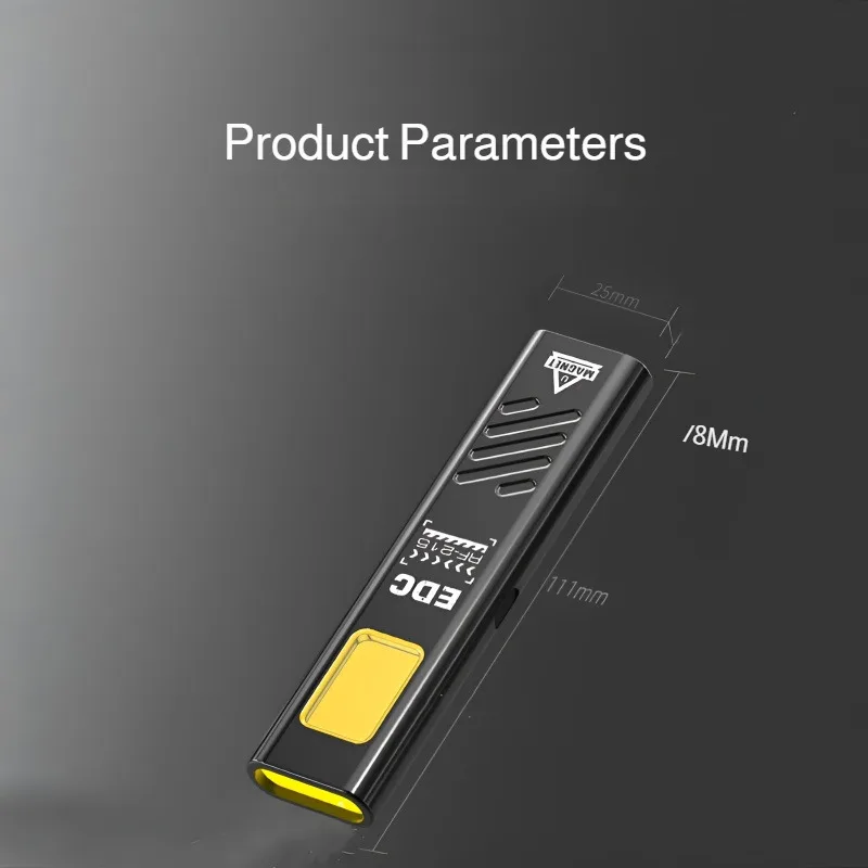 Edc Dual-Light Source Flashlight Portable Emergency Lighting Tool Magnetic Clip-on Light High-Intensity Flashlight Portable Work