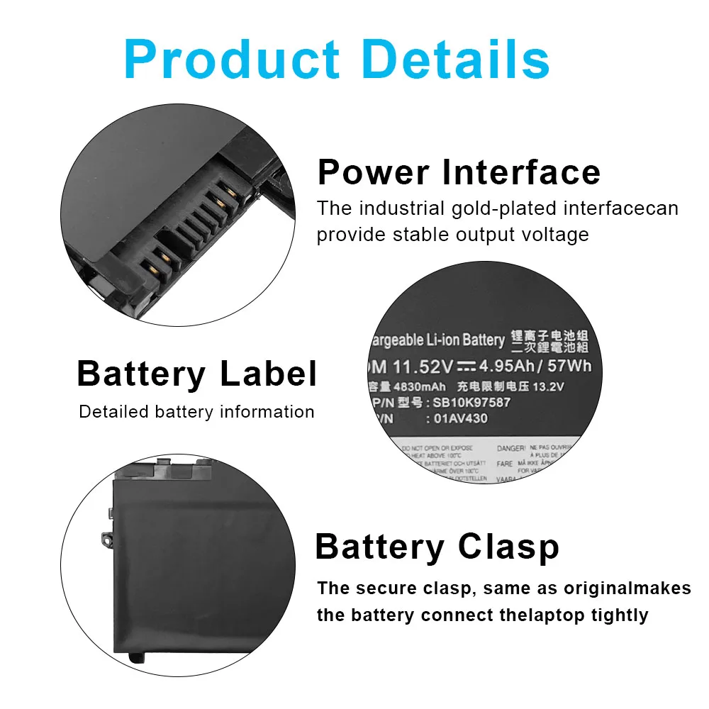 SB10K97587 01AV430 Laptop Battery For Lenovo ThinkPad X1 Carbon 5th Gen 2017 6th Gen 2017/2018 Series 01AV429 SB10K97586 01AV431
