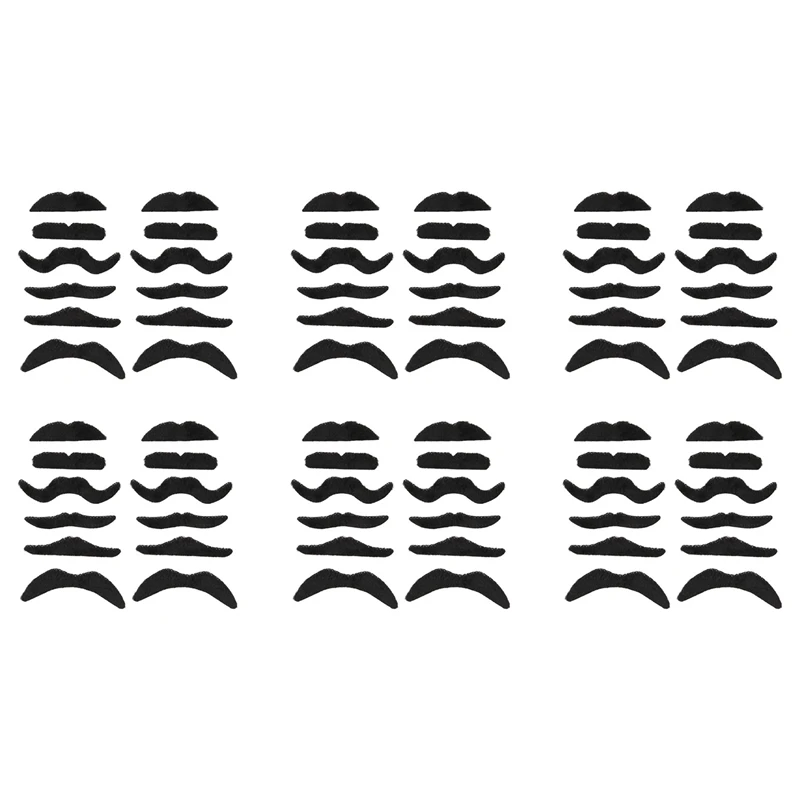 New-72 Pack Self Adhesive Assorted Fake Moustache / Mustache Set Fancy Dress Party Birthday Stylish