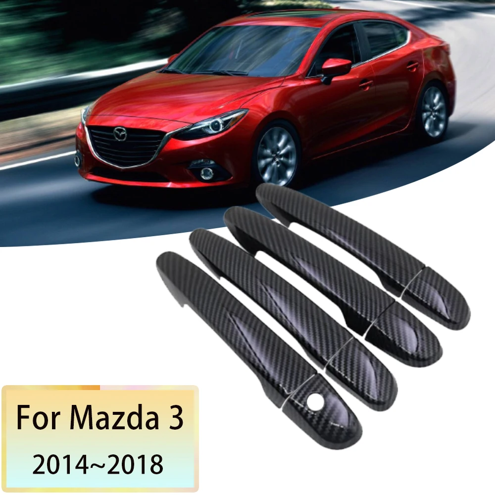 

for Mazda 3 Mazda3 Sedan MK3 BM BN 2014 2015 2016 2017 2018 Carbon Fiber Door Handle Cover Car Styling Stickers Auto Accessories