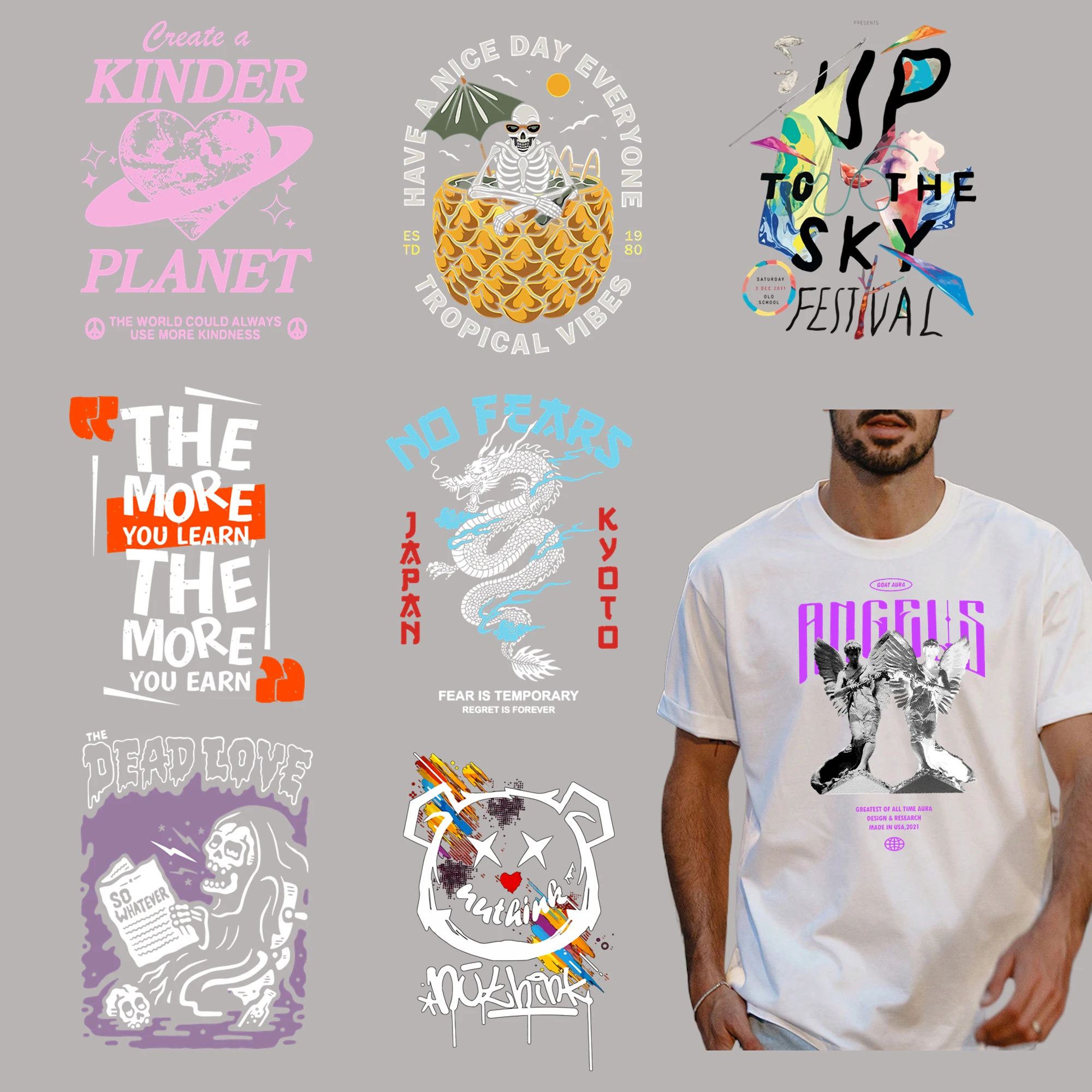 Poster mit einfachen Linien Bügeln Aufkleber Thermo transfer High Definition kein Geruch selbst klebend wird für Kleidung und Tasche verwendet
