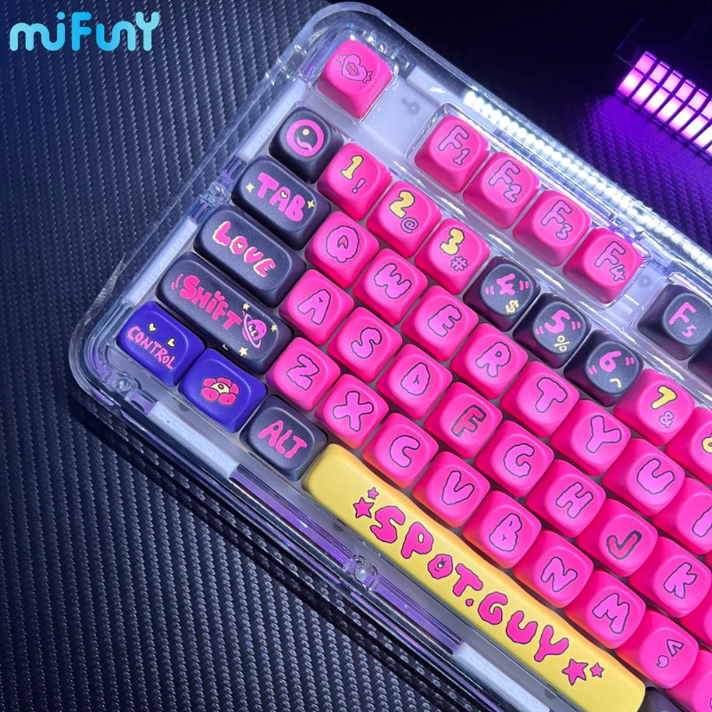 Imagem -03 - Mifuny-piwidesign Spotguy Anime Keycaps Keycap Fullconjunto Pbt Dry Subbed Moa Perfil Ergonômico para Acessórios Teclado Mecânico