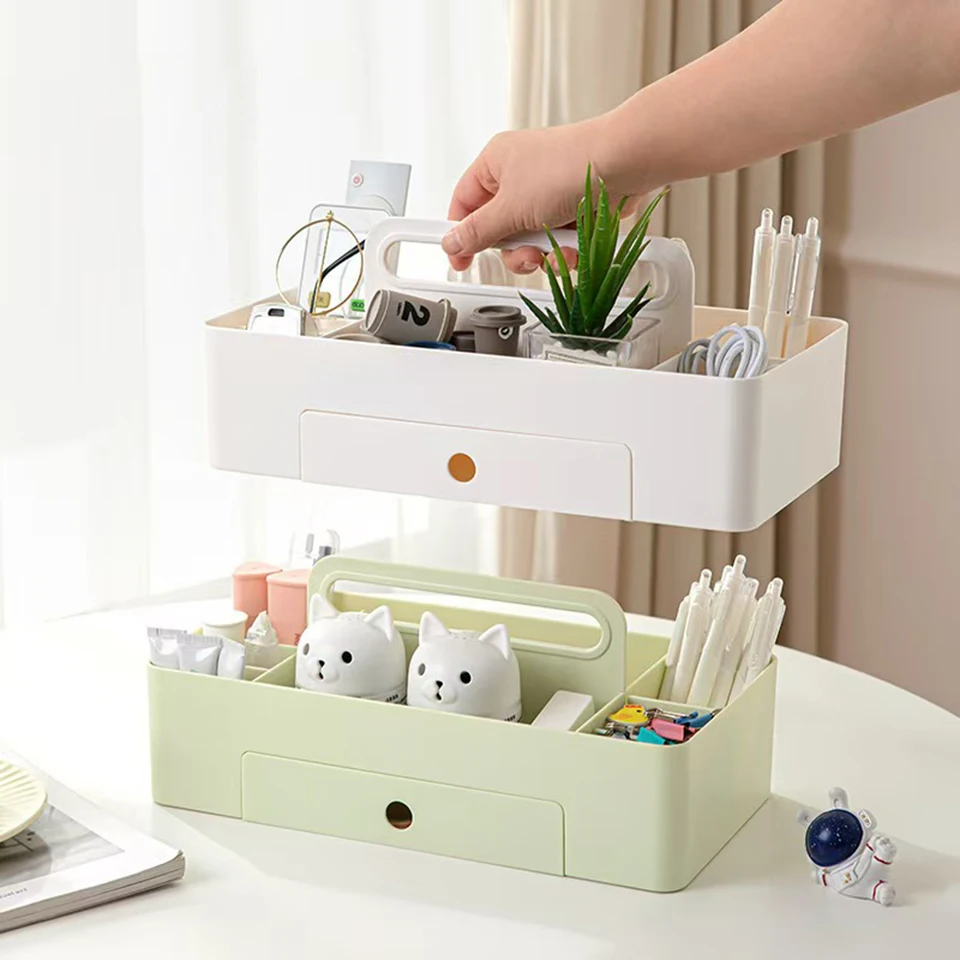 1PC Multi-functional Dustproof Organizer Box With Divider Drawer-type Desktop Storage Box For Stationery Available In 3 colours