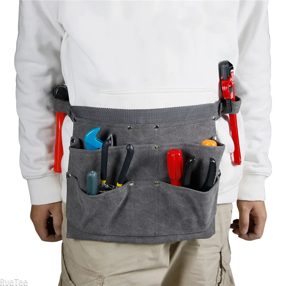 New Type Canvas Tool Organizer Waist Bag Fanny Bag Garden Tool Bag Multi-pocket for Electrician Woodworking Garden Canvas