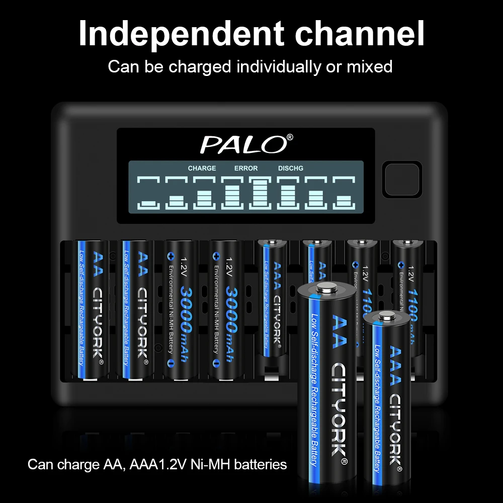 1100mAh AAA Rechargeable Battery 1.2V Ni-MH AAA Battery Rechargeable Batteries aaa Battey with 8-Slot LCD Quick Charger