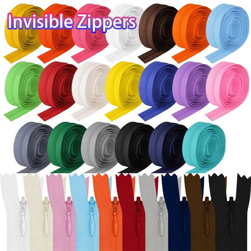 100pcs Invisible Zippers 28-60cm Nylon Zipper for DIY Craft Sewing Tailor Bags Pouches Pillow Clothes Accessories Bulk Sales