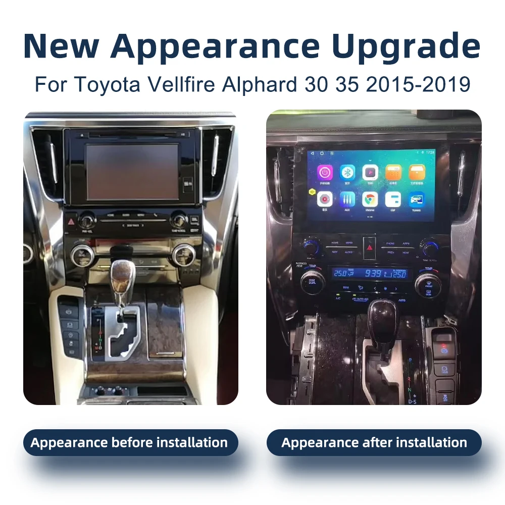 2K Android 14.0 Car Radio For Toyota Alphard 30 35 2015-2019 CarPlay GPS Navigation 4G WiFi Bluetooth DSP Car Multimedia Player