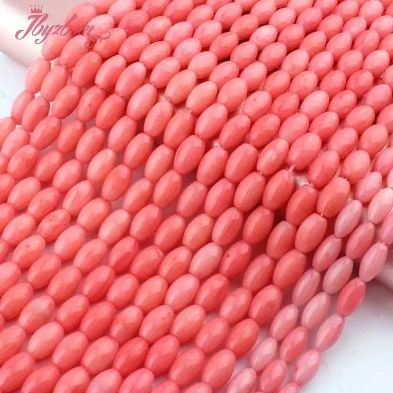 4x8/3x6mm Natural Oval Pink Coral Stone Beads For DIY Necklace Bracelets Earring Jewelry Making Strand 15 Inches Loose Beads